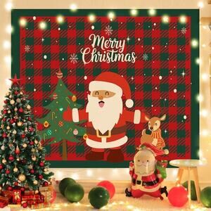 Christmas Santa Claus Plush Tapestry - Digital Printing Holiday Wall Decor